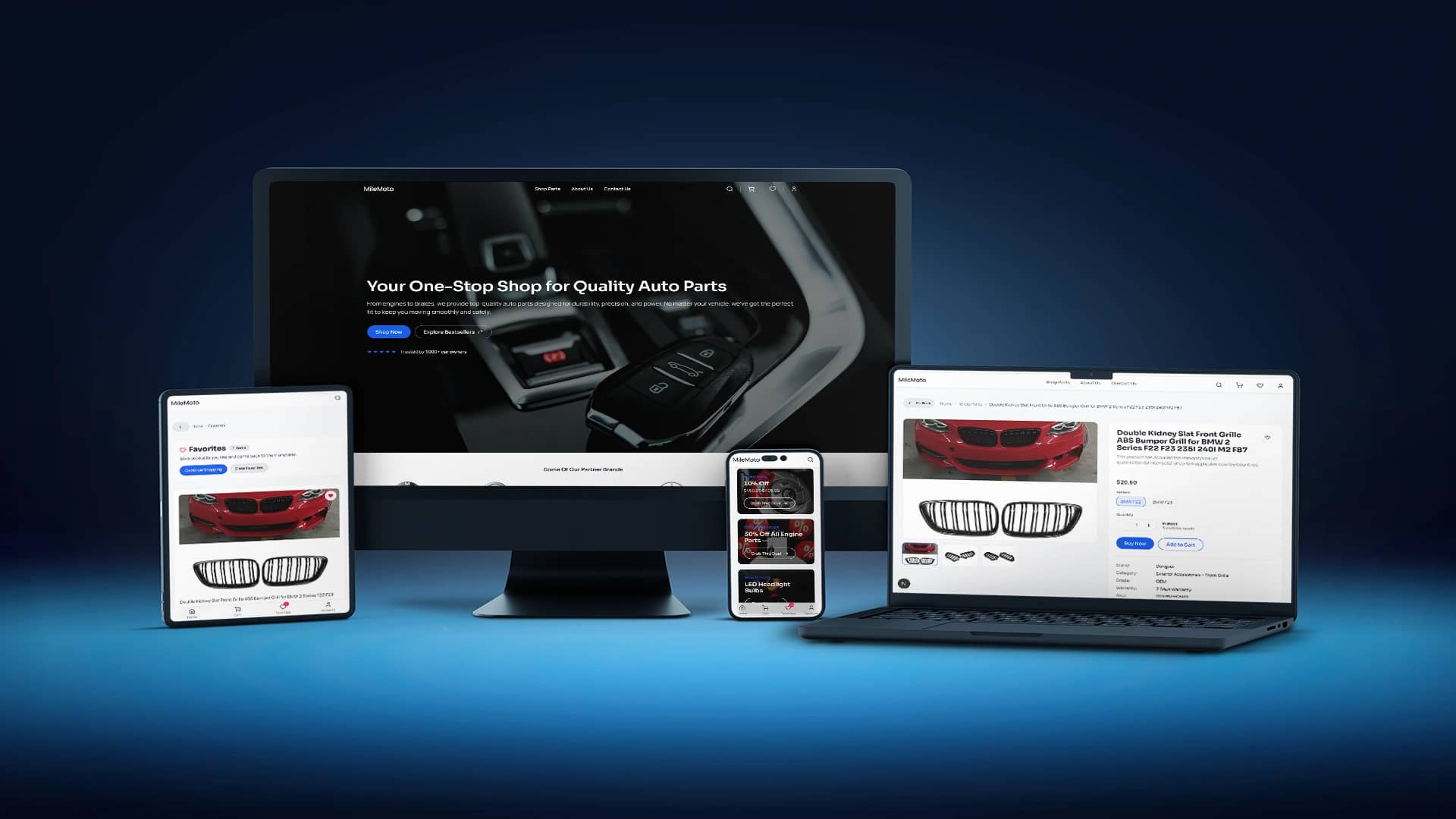 MileMoto automotive ERP and eCommerce platform developed by Aranbis